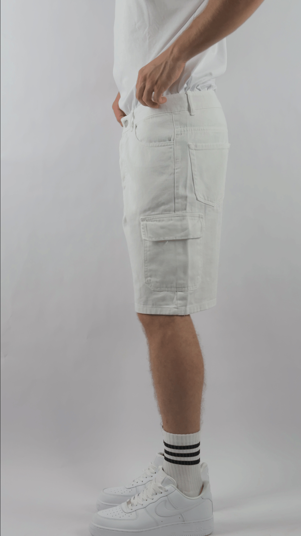 Bermuda Cargo Jeans Bianco