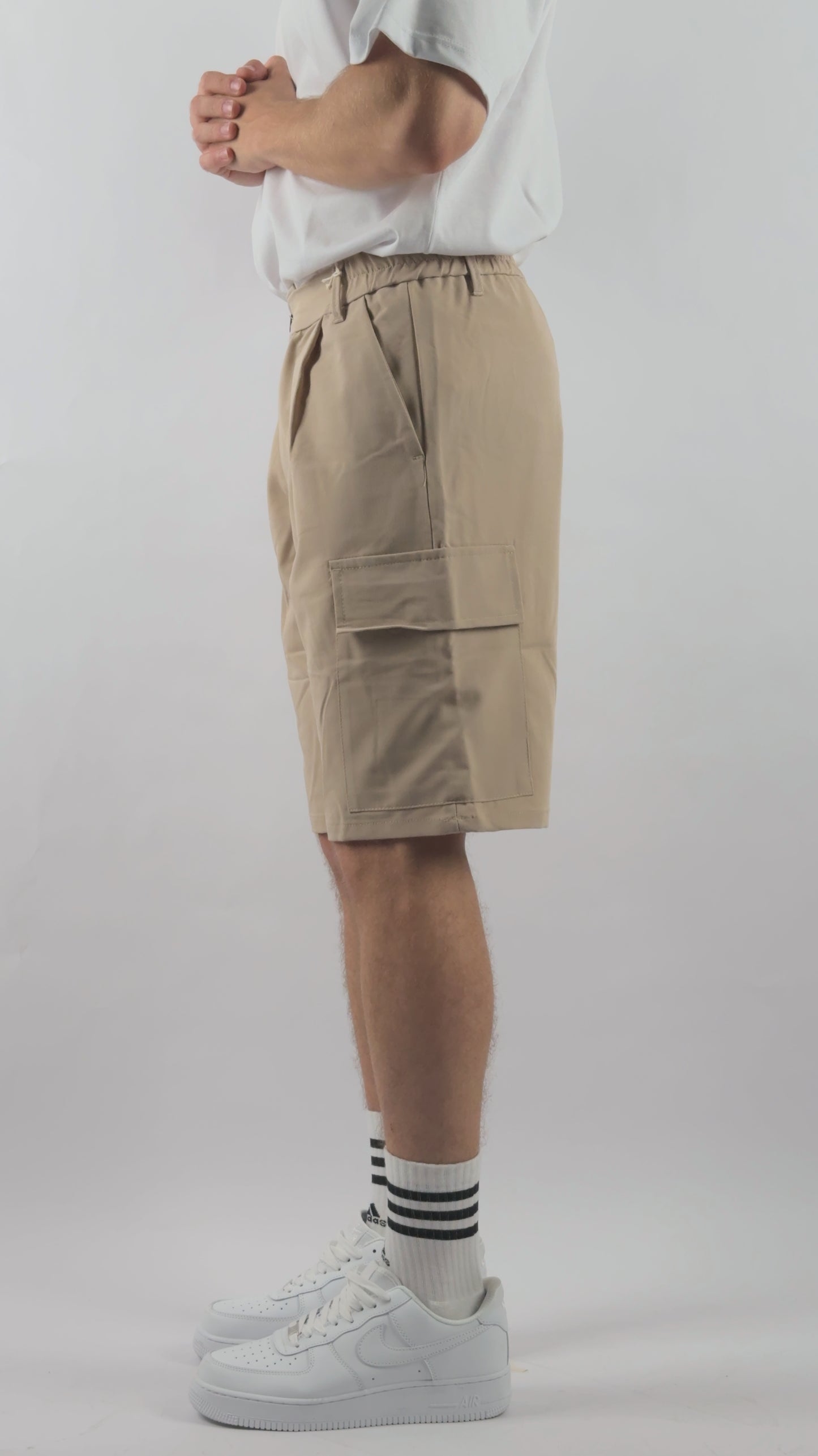 Pantaloncini Beige Cargo Cotone Elasticizzato Leggero Wereal