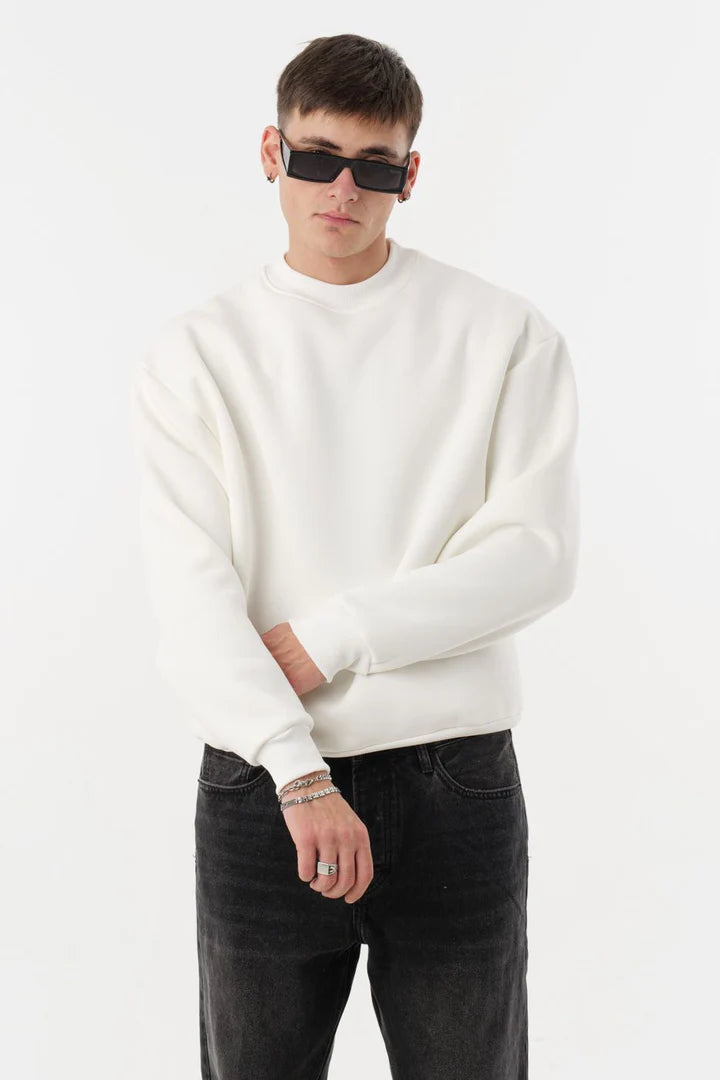 Felpa GIRO COLLO CROPPED Boxy Fit Senza Cappuccio