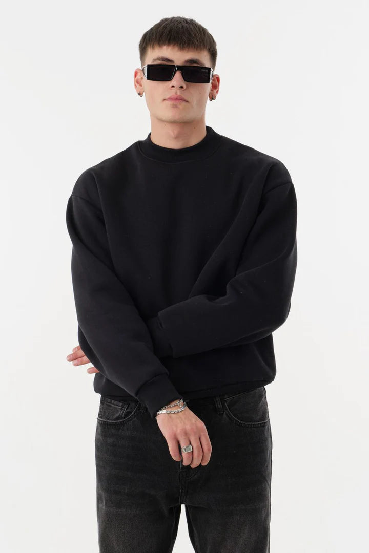 Felpa GIRO COLLO CROPPED Boxy Fit Senza Cappuccio