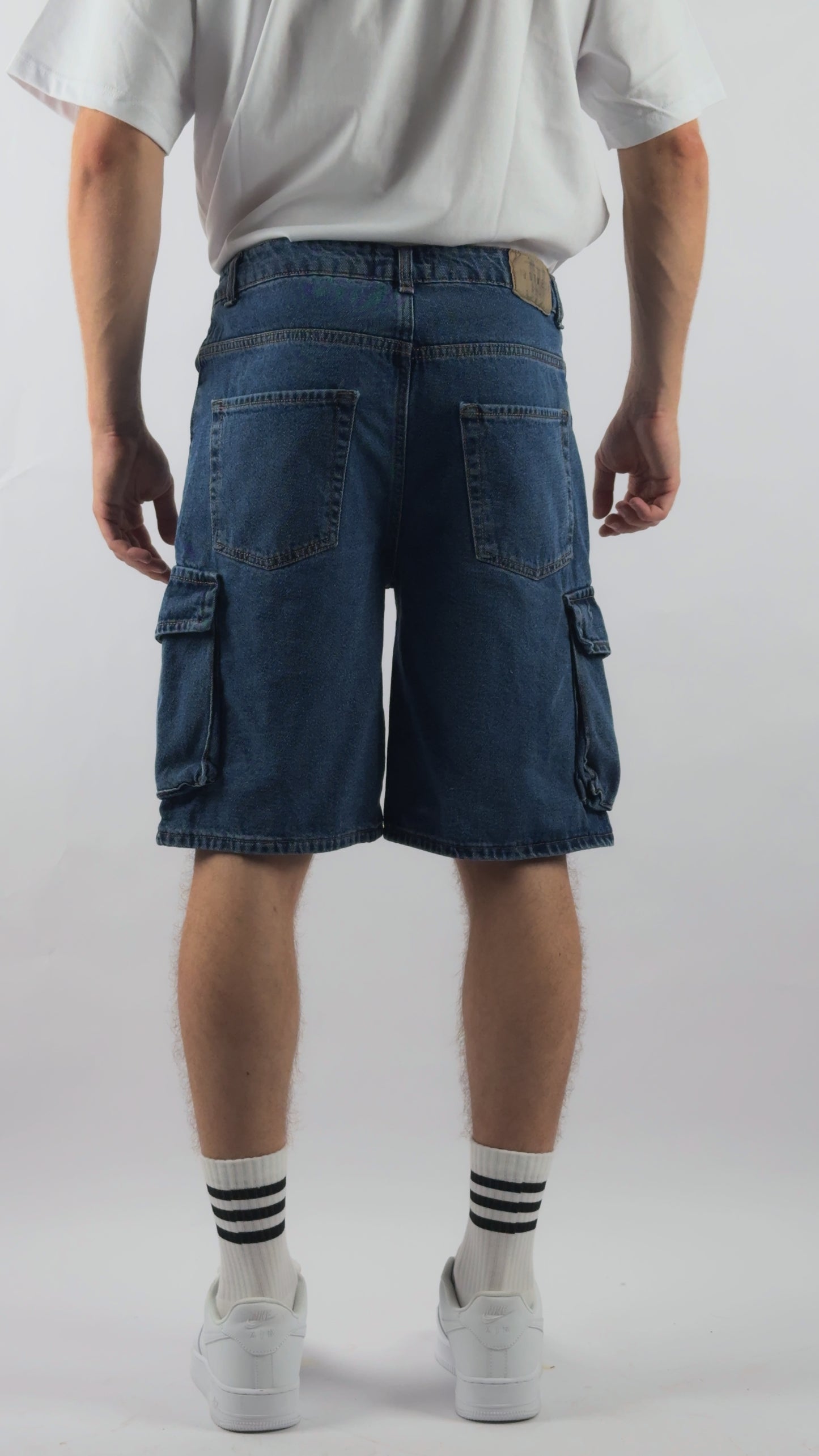 BERMUDA CARGO JEANS BLU SCURO