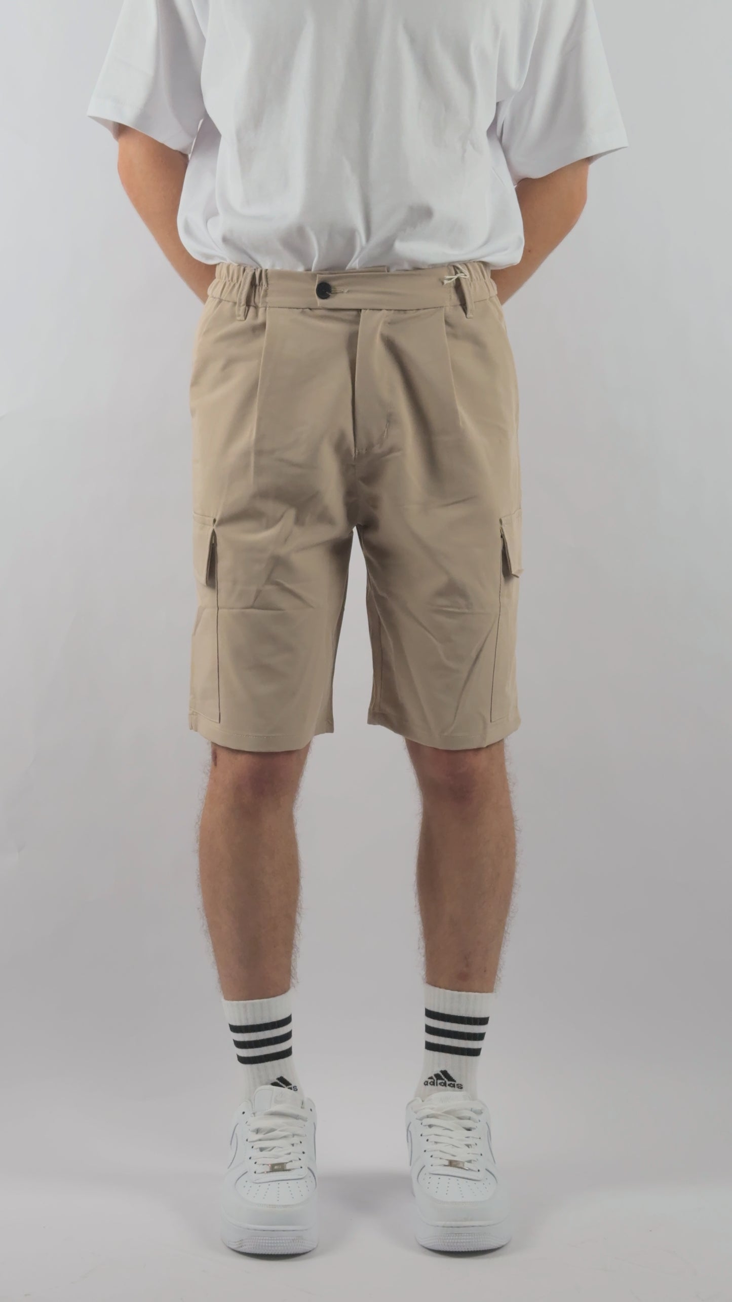 Pantaloncini Beige Cargo Cotone Elasticizzato Leggero Wereal