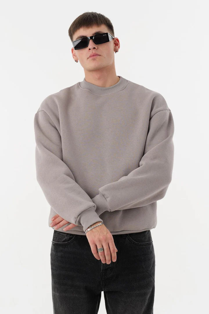 Felpa GIRO COLLO CROPPED Boxy Fit Senza Cappuccio