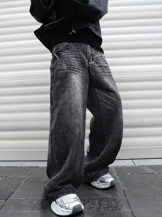 Jeans baggy black strapped