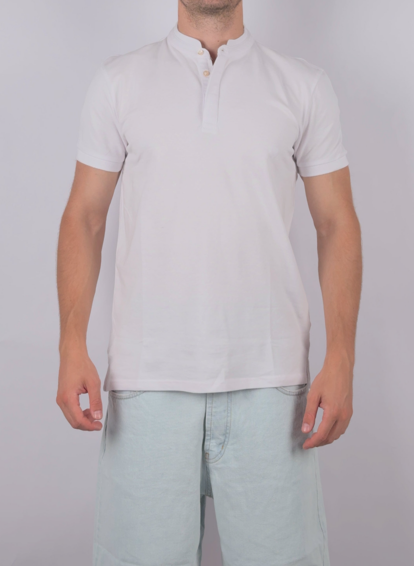 Polo con Colletto Coreano in Cotone by Wereal Nero, Rosa, Bianco