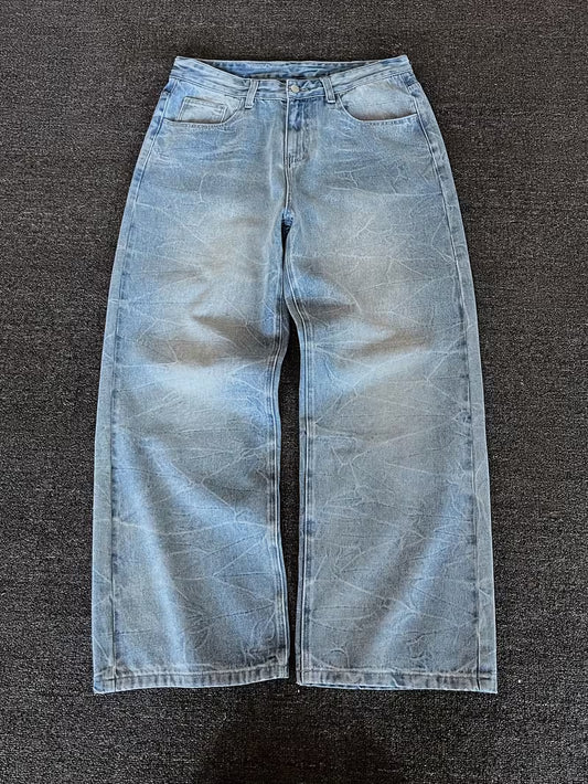 Jeans Baggy Chiaro Stripped white