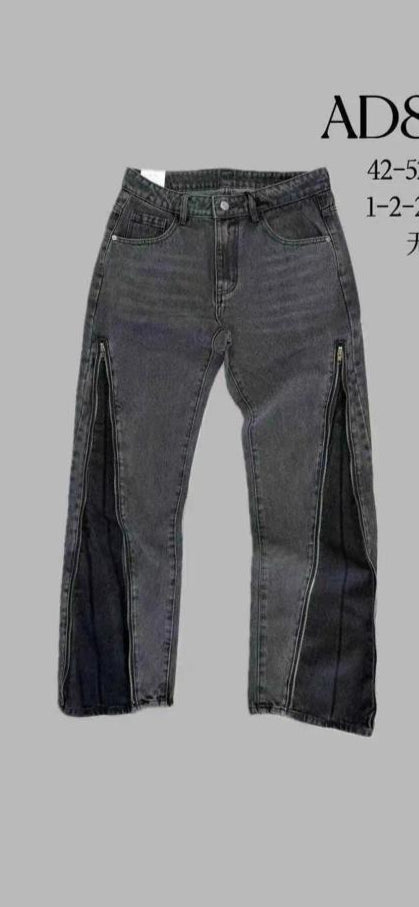 Jeans Flared Zip Black | AD8601