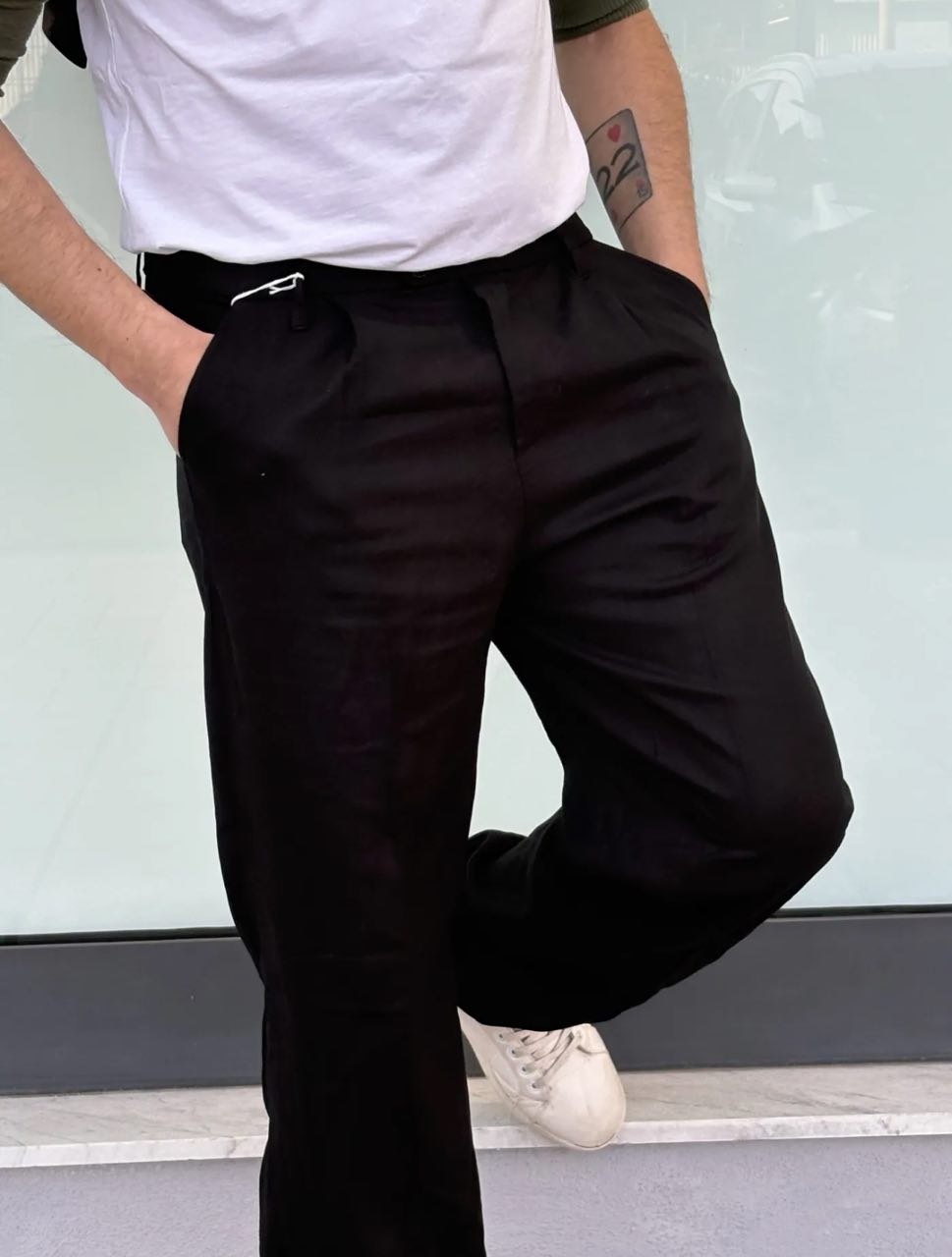 Pantalone Fondo Ampio in Lino
